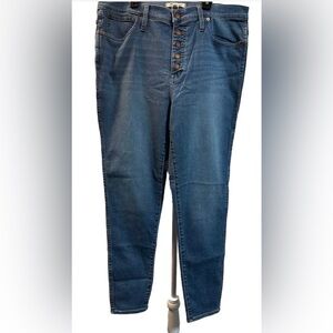 Madewell Jeans Women’s 33 10" High Rise Skinny Blue Medium Wash Button Fly Ankle